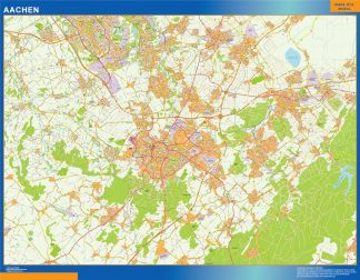 Mapa Aachen en Alemania plastificado