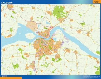 Mapa Aalborg en Dinamarca plastificado