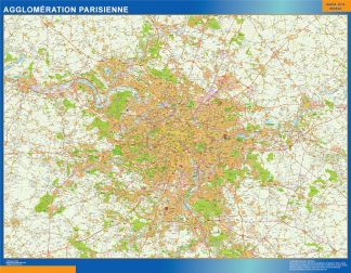 Mapa Agglomeration Parisienne en Francia plastificado