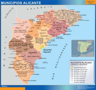 Mapa Alicante por municipios plastificado