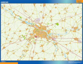 Mapa Amiens en Francia plastificado