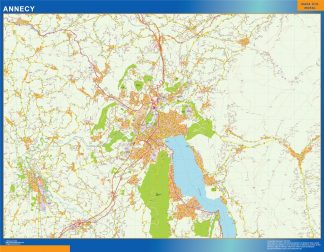 Mapa Annecy en Francia plastificado