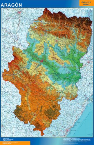 Mapa Aragón físico plastificado