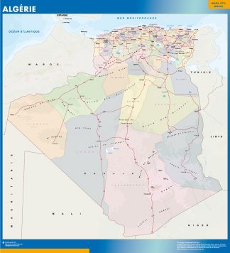 Mapa Argelia plastificado