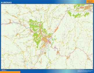 Mapa Aubenas en Francia plastificado