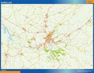 Mapa Aurillac en Francia plastificado