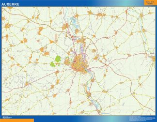 Mapa Auxerre en Francia plastificado