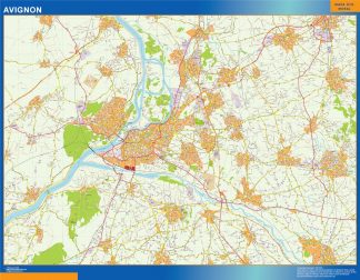 Mapa Avignon en Francia plastificado