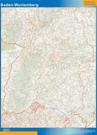 Mapa Baden-Wurtemberg plastificado