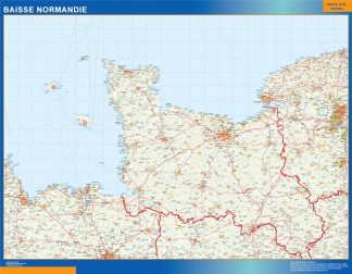 Mapa Baisse Normandie en Francia plastificado