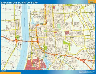 Mapa Baton Rouge downtown plastificado