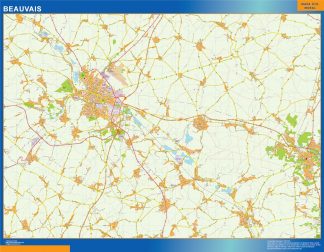 Mapa Beauvais en Francia plastificado
