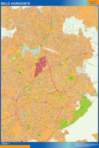 Mapa Belo Horizonte Brasil plastificado
