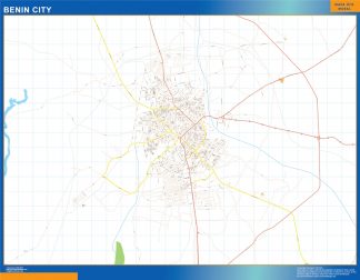 Mapa Benin City en Nigeria plastificado