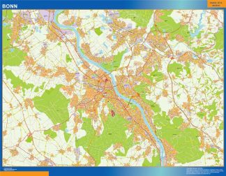Mapa Bonn en Alemania plastificado