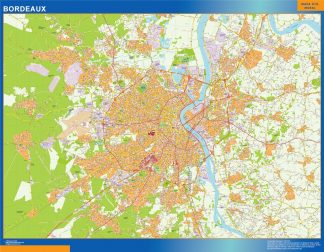 Mapa Bordeaux en Francia plastificado