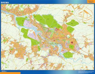 Mapa Brema en Alemania plastificado