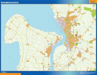Mapa Bremerhaven en Alemania plastificado