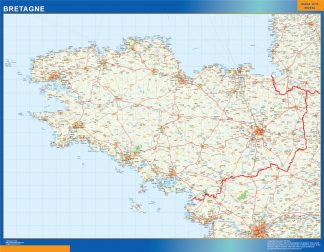 Mapa Bretagne en Francia plastificado