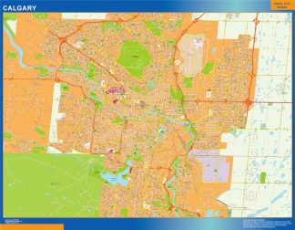 Mapa Calgary en Canada plastificado