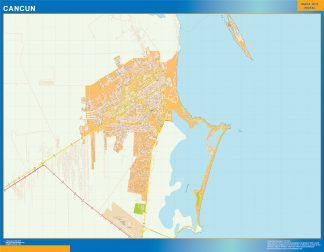 Mapa Cancun en Mexico plastificado