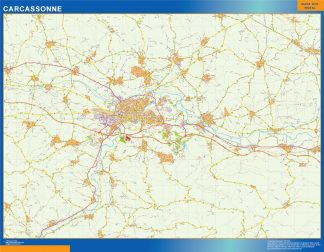 Mapa Carcassonne en Francia plastificado