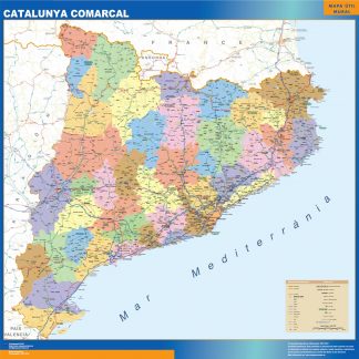 Mapa Cataluña comarcal plastificado