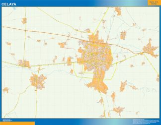 Mapa Celaya en Mexico plastificado