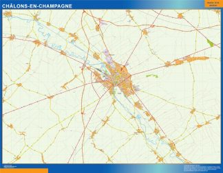 Mapa Chalons En Champagne en Francia plastificado