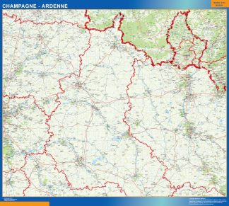 Mapa Champagne Ardenne en Francia plastificado