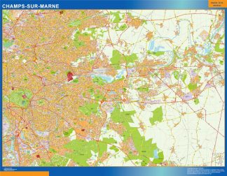 Mapa Champs Sur Marne en Francia plastificado