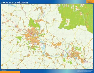 Mapa Charleville Mezieres en Francia plastificado