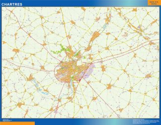 Mapa Chartres en Francia plastificado