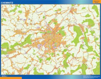 Mapa Chemnitz en Alemania plastificado