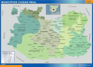 Mapa Ciudad Real por municipios plastificado
