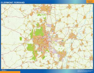 Mapa Clermont Ferrand en Francia plastificado