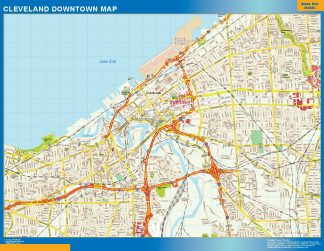 Mapa Cleveland downtown plastificado