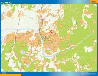 Mapa Coimbra en Portugal plastificado