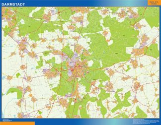 Mapa Darmstadt en Alemania plastificado