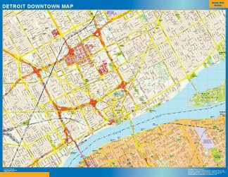 Mapa Detroit downtown plastificado
