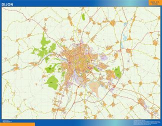 Mapa Dijon en Francia plastificado