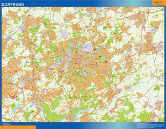 Mapa Dortmund en Alemania plastificado
