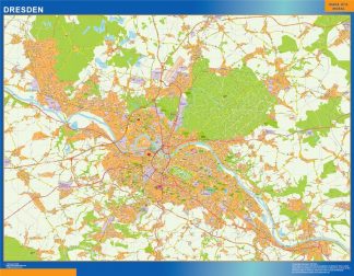 Mapa Dresden en Alemania plastificado