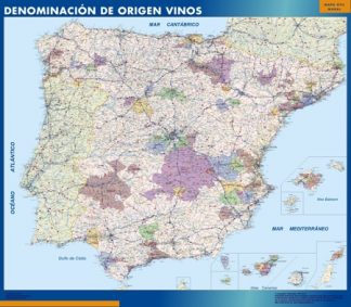 Mapa Espana Denominacion Origen Vino plastificado