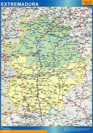 Mapa Extremadura provincias plastificado