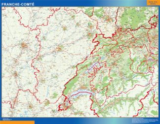 Mapa Franche Comte en Francia plastificado