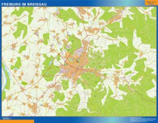 Mapa Freibug Im Breisgau en Alemania plastificado