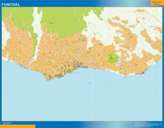 Mapa Funchal en Portugal plastificado