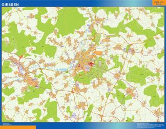 Mapa Giessen en Alemania plastificado