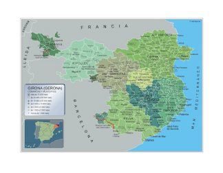 Mapa Girona por municipios plastificado